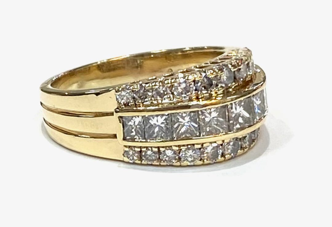 Diamond 14K Yellow Gold Domed Band Ring