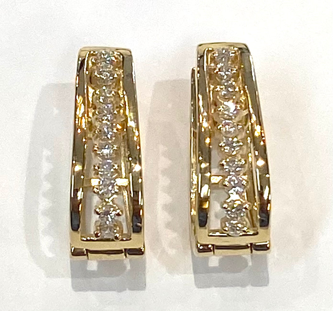 Diamond 14K Yellow Gold Hoop Style Earrings