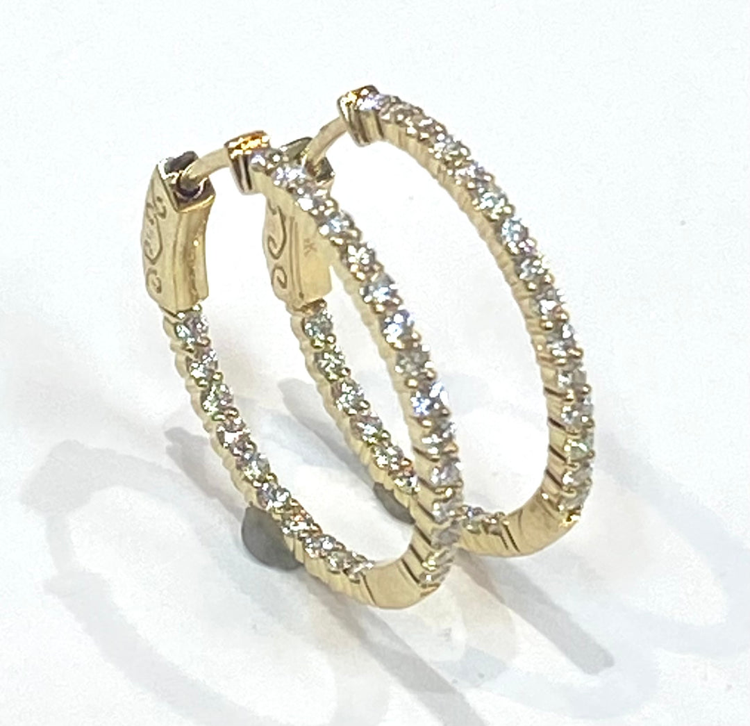 Diamond 14K YG In Out Hoop Earrings