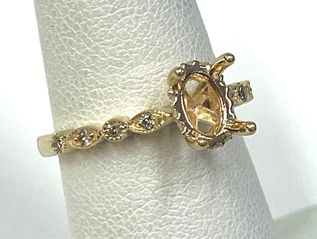 Diamond 14K Yellow Gold Semi Mounting