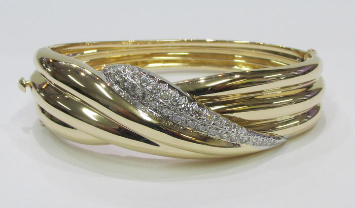 Diamond 14K Yellow Gold Bangle Bracelet