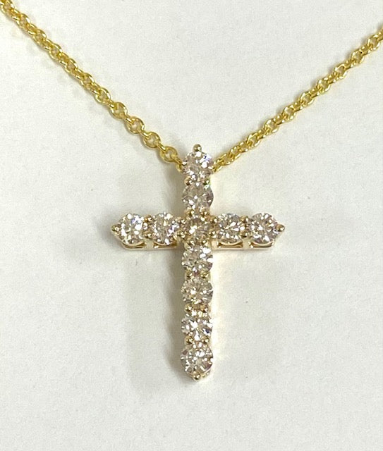 Diamond 14K Yellow Gold Cross & Chain