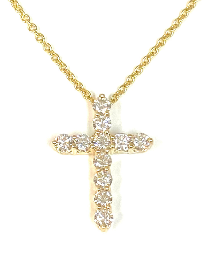 Diamond 14K Yellow Gold Cross & Chain