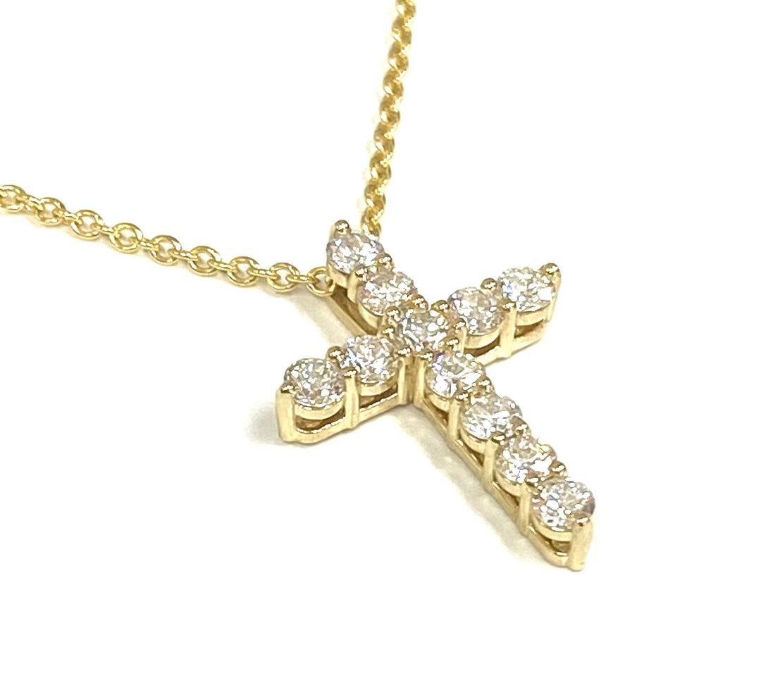 Diamond 14K Yellow Gold Cross & Chain