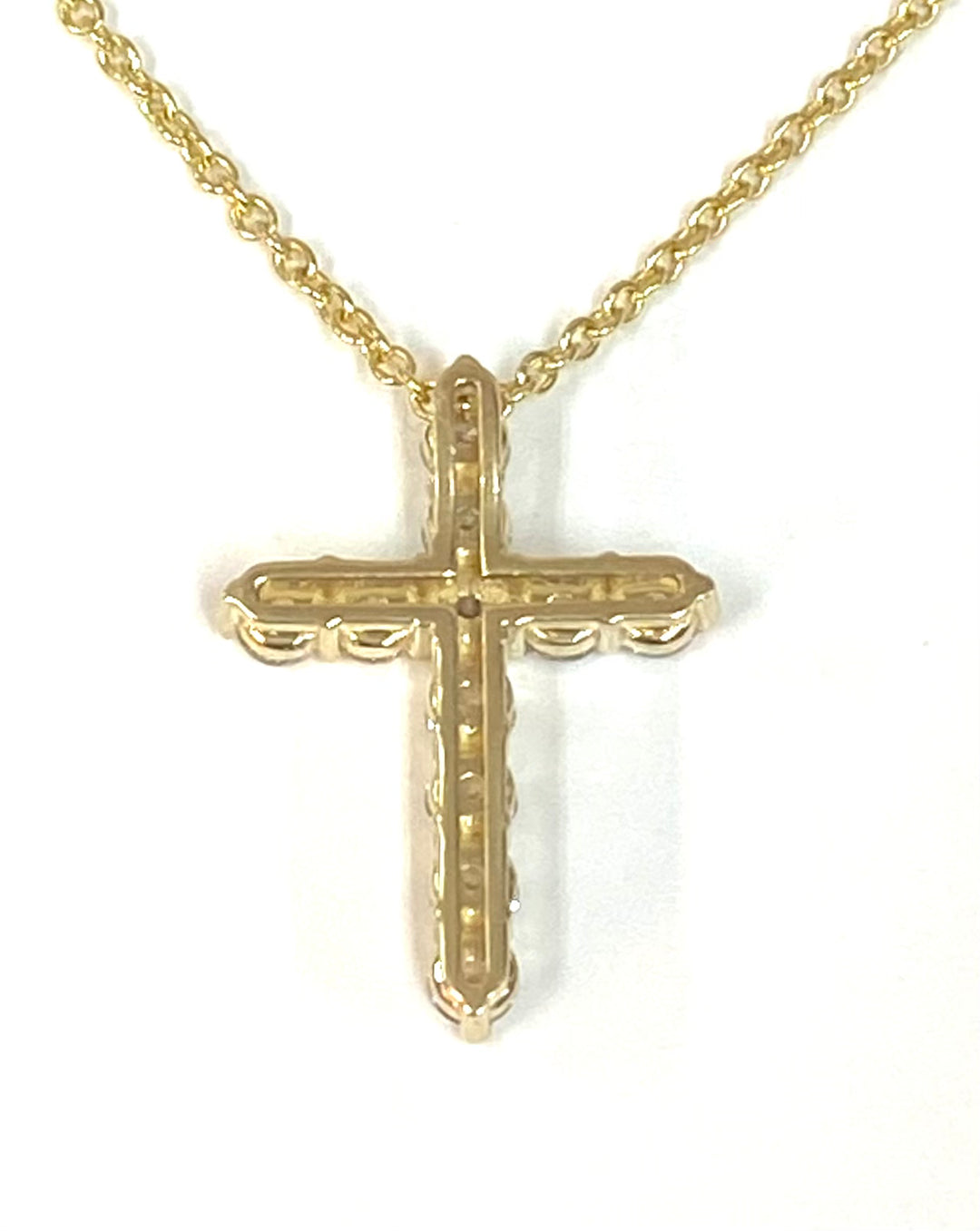 Diamond 14K Yellow Gold Cross & Chain