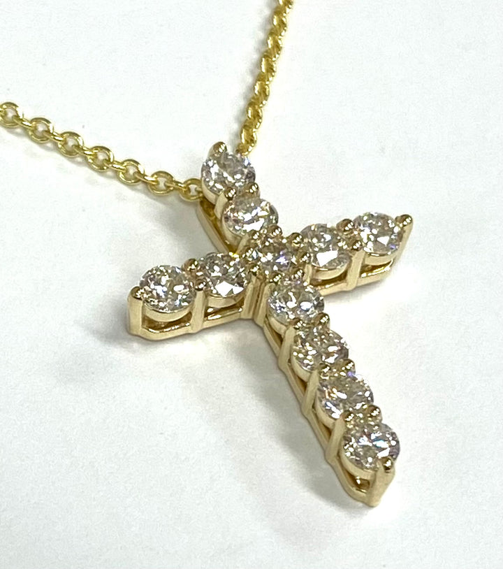 Diamond 14K Yellow Gold Cross & Chain