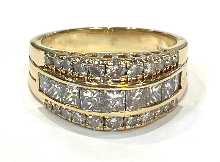 Diamond 14K Yellow Gold Domed Band Ring