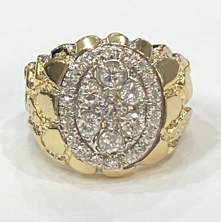 Diamond 14K Yellow Gold Nugget Design Ring