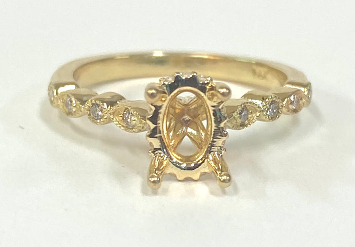 Diamond 14K Yellow Gold Semi Mounting