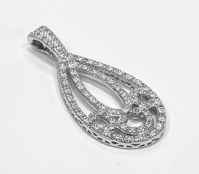 Diamond 18K White Gold Drop Pendant-Enhancer