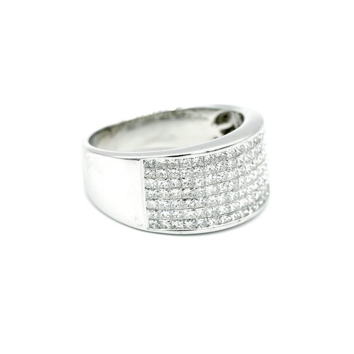 Diamond 18K White Gold Invisible Set Band Ring