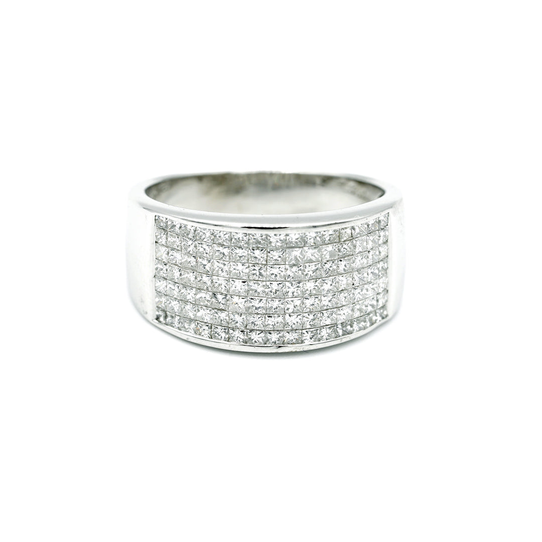 Diamond 18K White Gold Invisible Set Band Ring