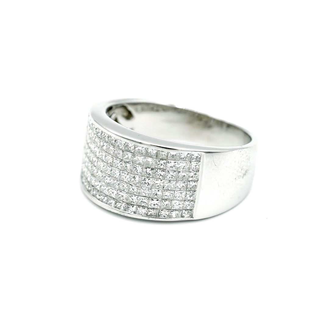 Diamond 18K White Gold Invisible Set Band Ring