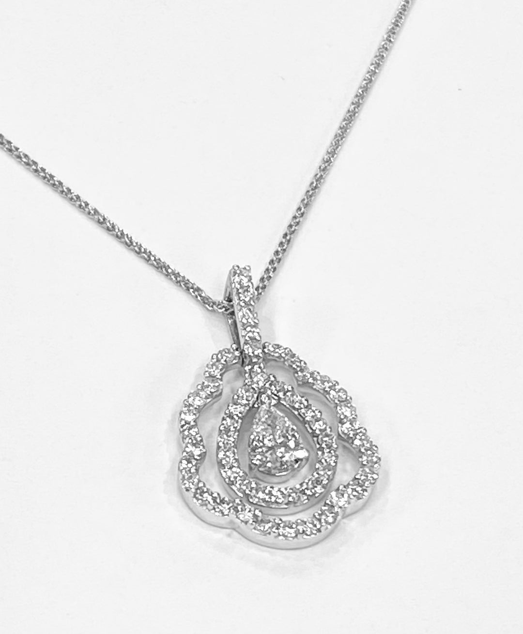 Diamond 18K White Gold Pendant & Chain