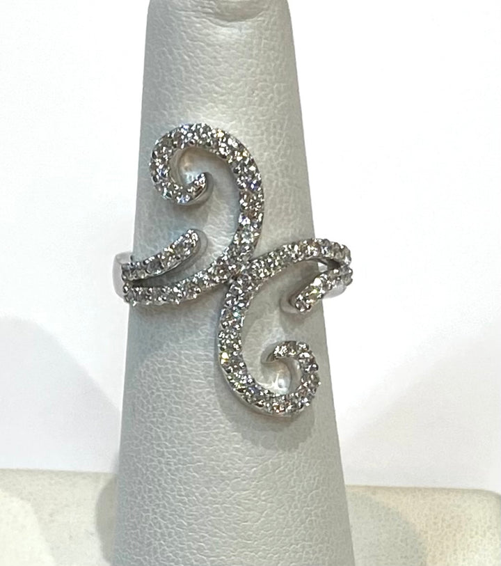 Diamond 18K WG Swirl Design Ring