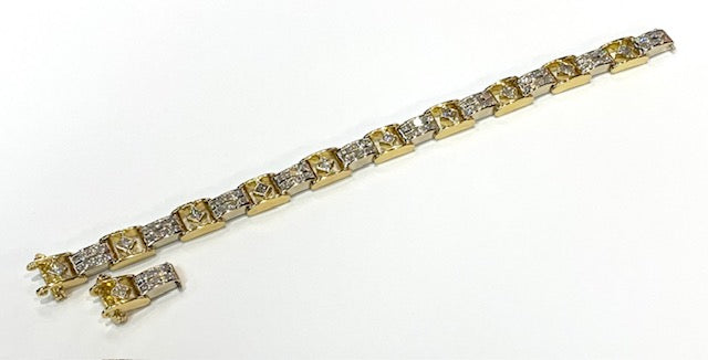 Diamond 18K White Gold & Yellow Gold Link Style Bracelet