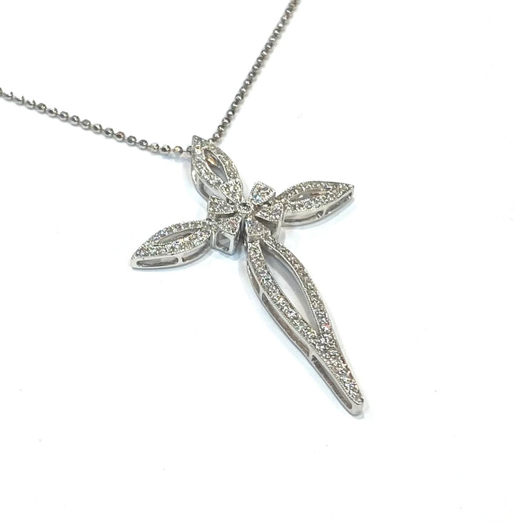 Diamond 18K WG Cross & 14K WG Chain