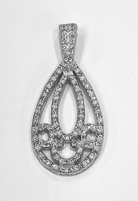 Diamond 18K White Gold Drop Pendant-Enhancer