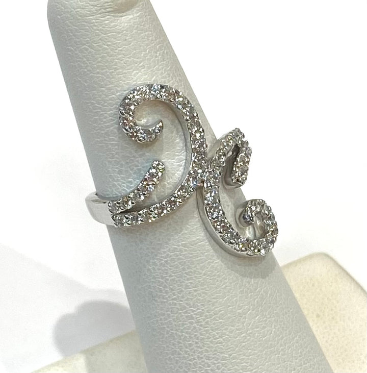 Diamond 18K WG Swirl Design Ring