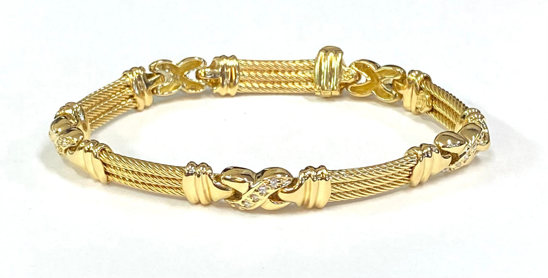 Diamond & 18K Yellow Gold Fancy Link Bracelet