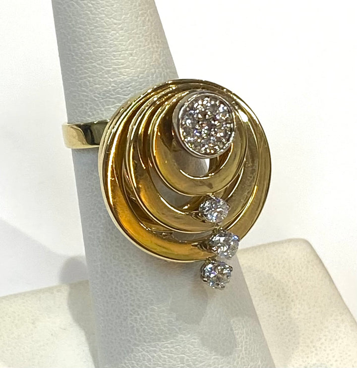 Diamond 18K YG Multi Level Spin Ring