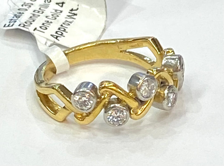 Diamond 18K Yellow Gold & Platinum Band Ring