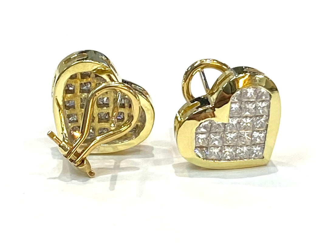 Diamond 18K YG Heart Shaped Earrings