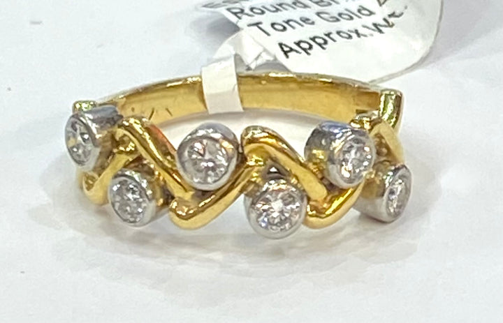 Diamond 18K Yellow Gold & Platinum Band Ring