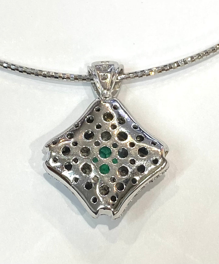 Emerald Diamond 14K White Gold Pendant & Chain