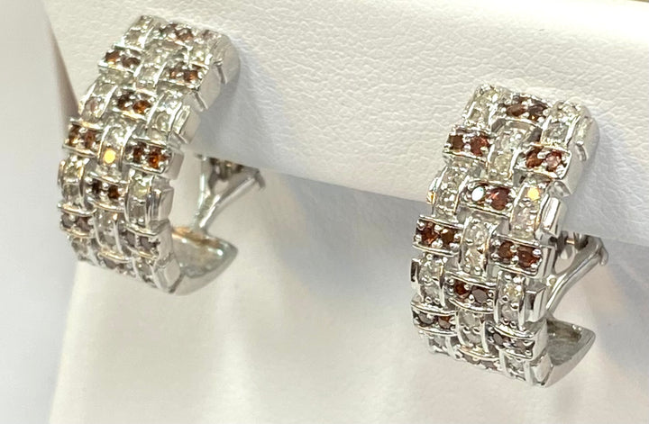 Diamond & Fancy Orange Diamond 14K White Gold Earrings