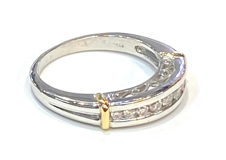 Diamond Platinum 18K Yellow Gold Band Ring