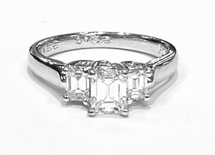 Diamond Platinum Three Stone Engagement-Wedding Ring