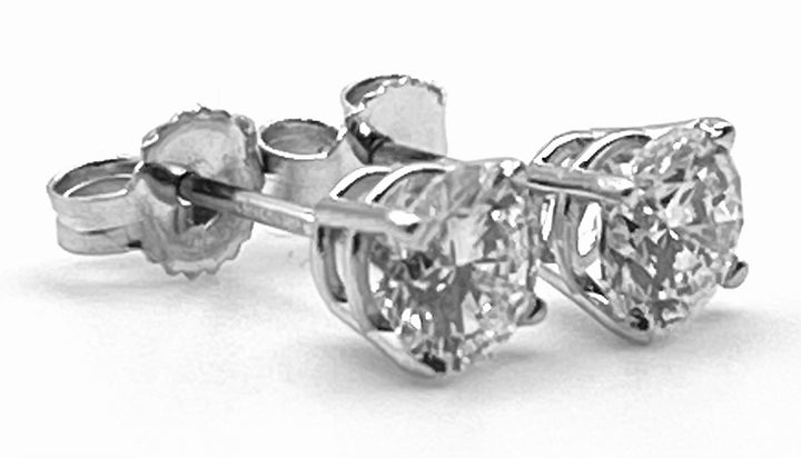 1.00 Carat Total Weight Diamond Stud 14K WG Earrings