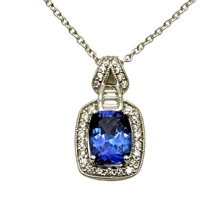 EFFY Tanzanite Diamond 14K WG Pendant & Chain