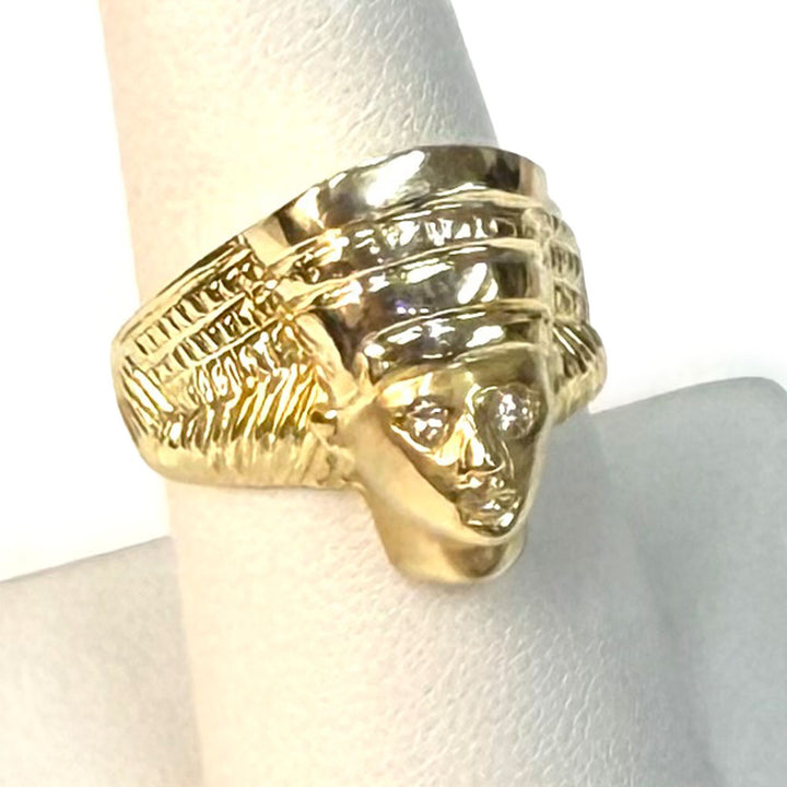 Egyptian Pharaoh Custom Made Diamond 14K YG Ring