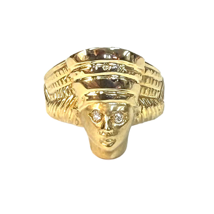 Egyptian Pharaoh Custom Made Diamond 14K YG Ring