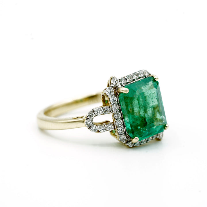 Emerald Diamond 14K Yellow Gold Ring