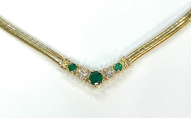 Emerald Diamond 14K Yellow Gold Necklace