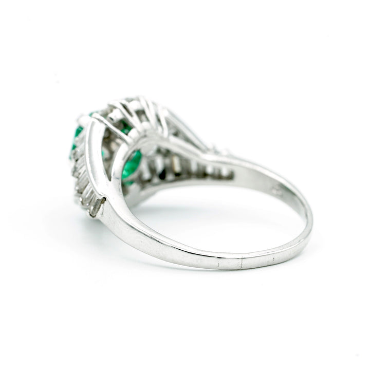 Emerald Diamond Platinum Vintage Ring