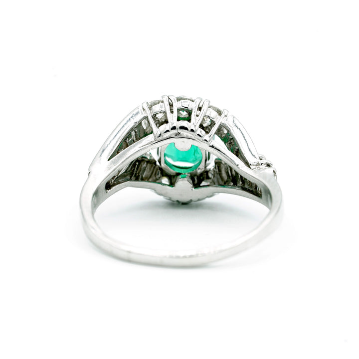Emerald Diamond Platinum Vintage Ring