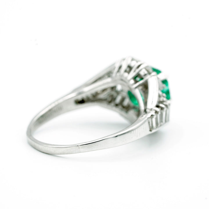 Emerald Diamond Platinum Vintage Ring