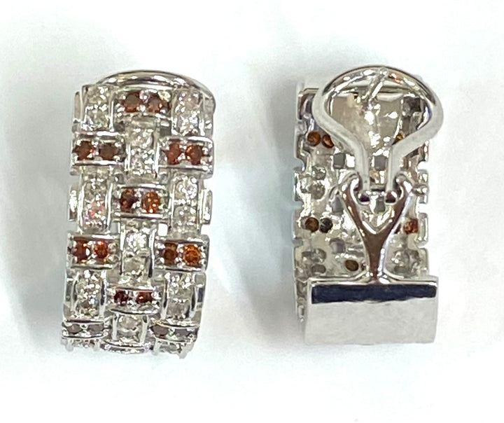 Diamond & Fancy Orange Diamond 14K White Gold Earrings