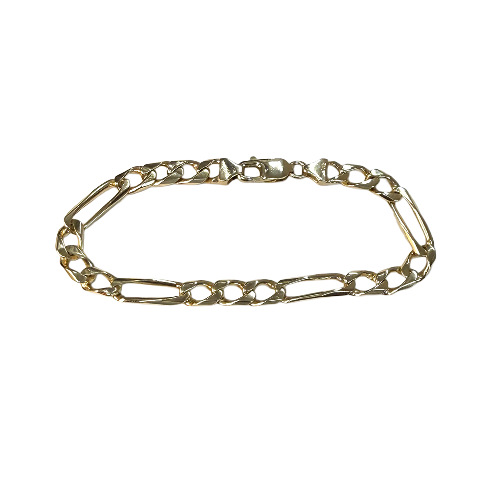 14 Karat Yellow Gold Figaro Bracelet