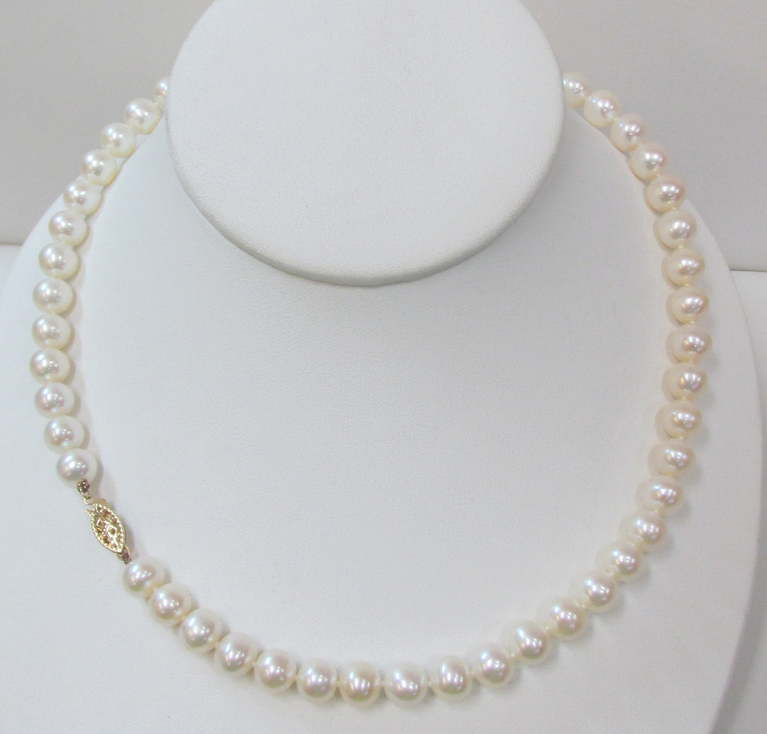 Fresh Water Cultured Pearl 14K Yellow Gold Necklace