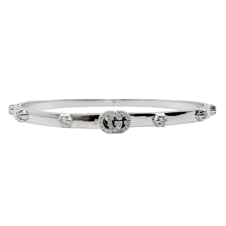 Gucci Diamond 18K WG Running G Bangle Bracelet