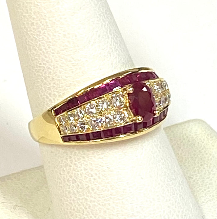 H. Stern Ruby Diamond 18K Yellow Gold Band Ring