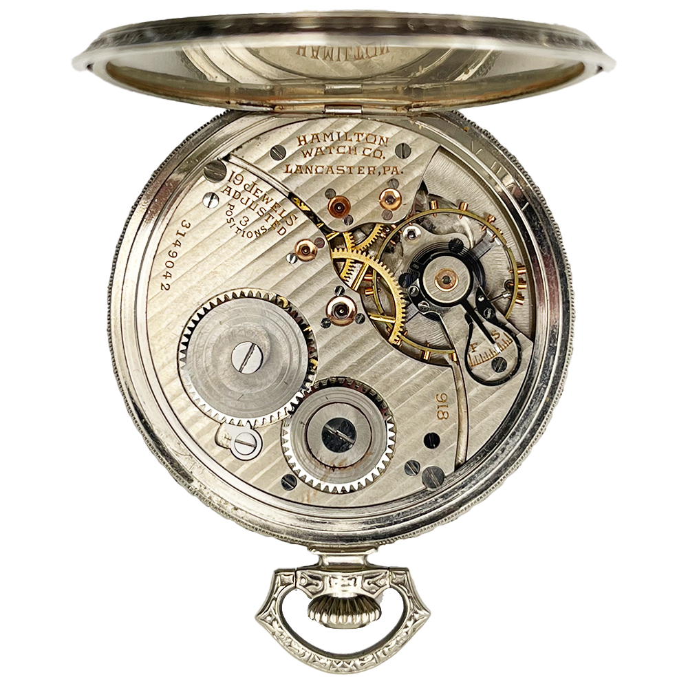 Hamilton 14K White Gold Vintage Pocket Watch