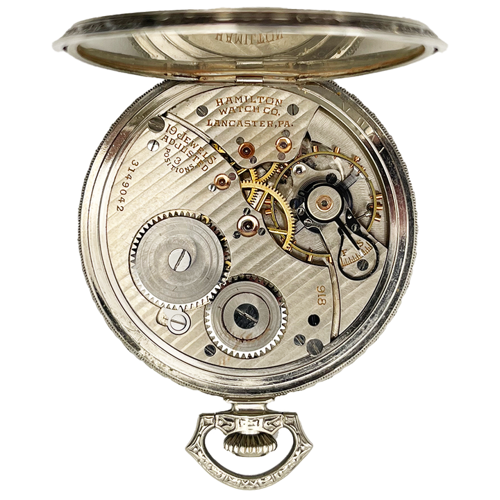 Hamilton 14K White Gold Vintage Pocket Watch