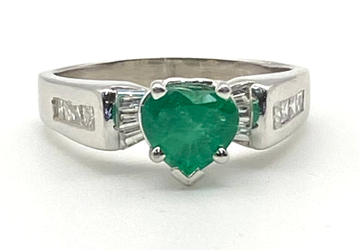 Emerald Diamond Platinum Ring