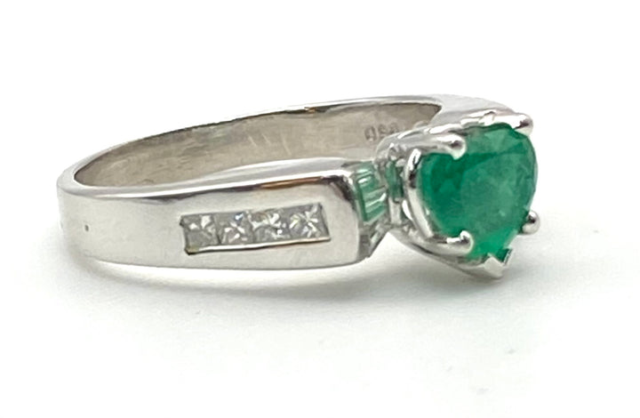 Emerald Diamond Platinum Ring